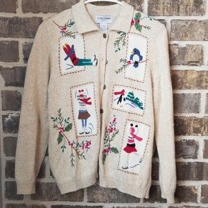 Alfred Dunner Knitted Winter Scenes Cardigan